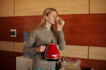 Woman girl portrait drink photo