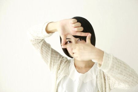 Woman girl finger frame