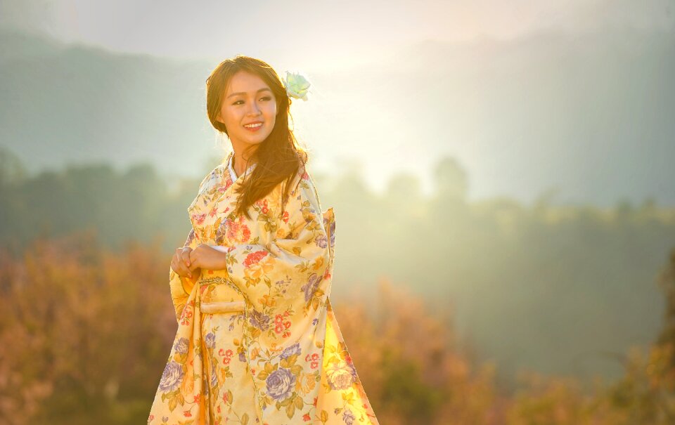 Woman girl portrait kimono