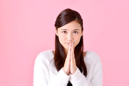 Woman girl portrait pray photo