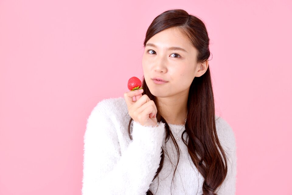 Woman girl portrait strawberry photo