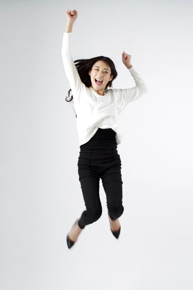 Woman girl portrait jump