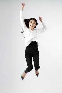 Woman girl portrait jump