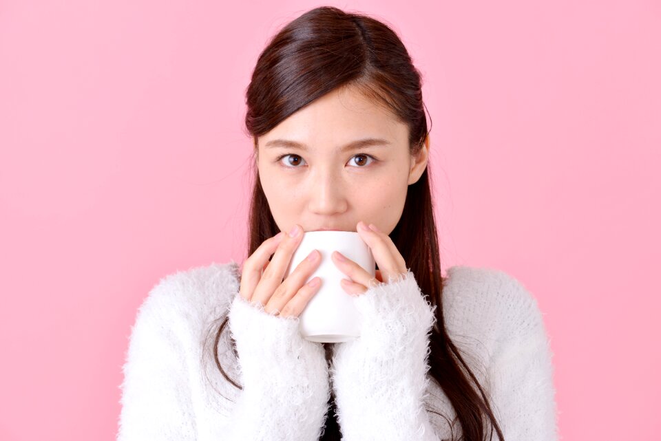 Woman girl portrait cup