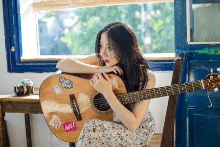 Woman girl portrait guitar