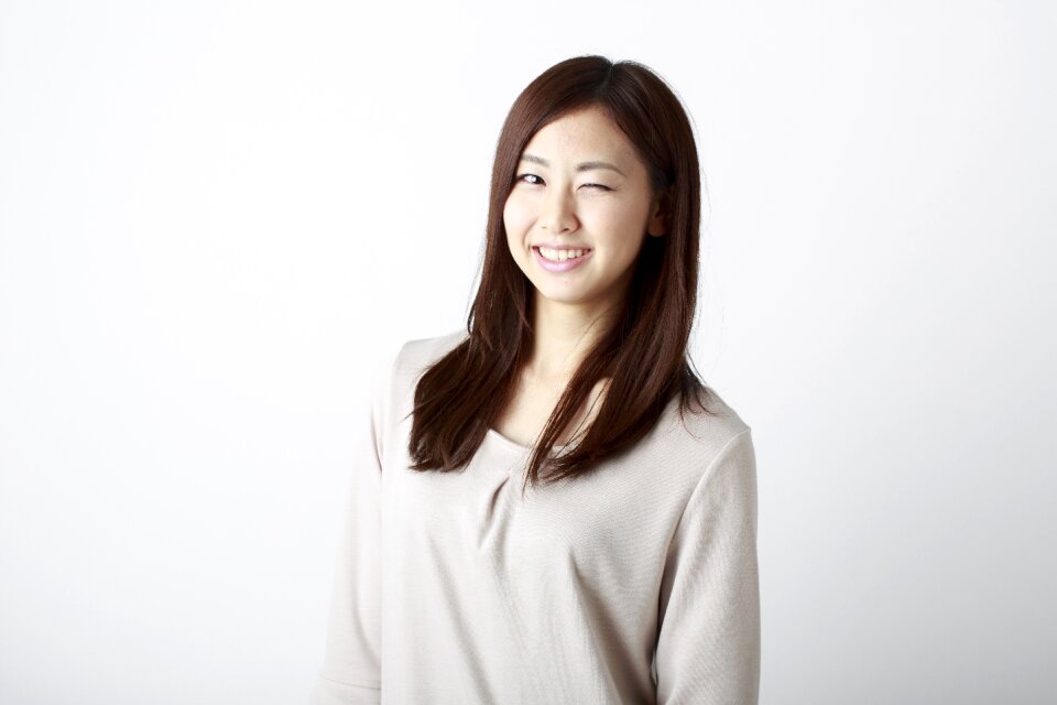 Woman girl portrait wink