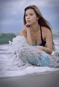Woman girl swimwear sea