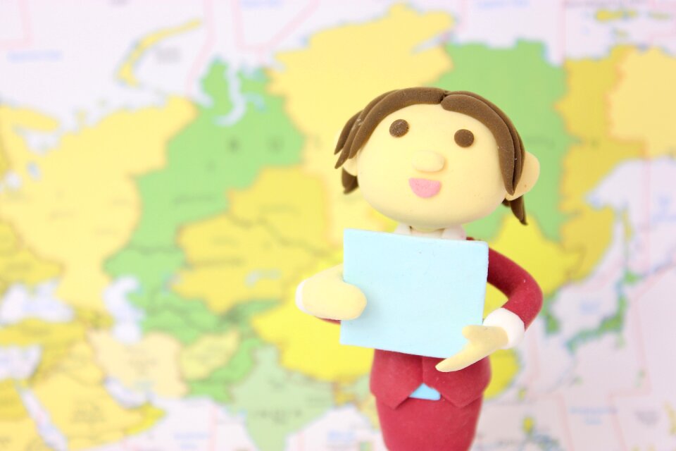 World map business doll