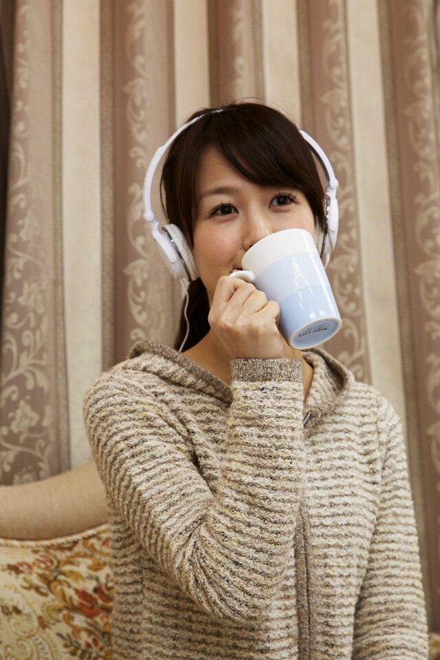 Woman headphones music