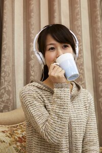 Woman headphones music