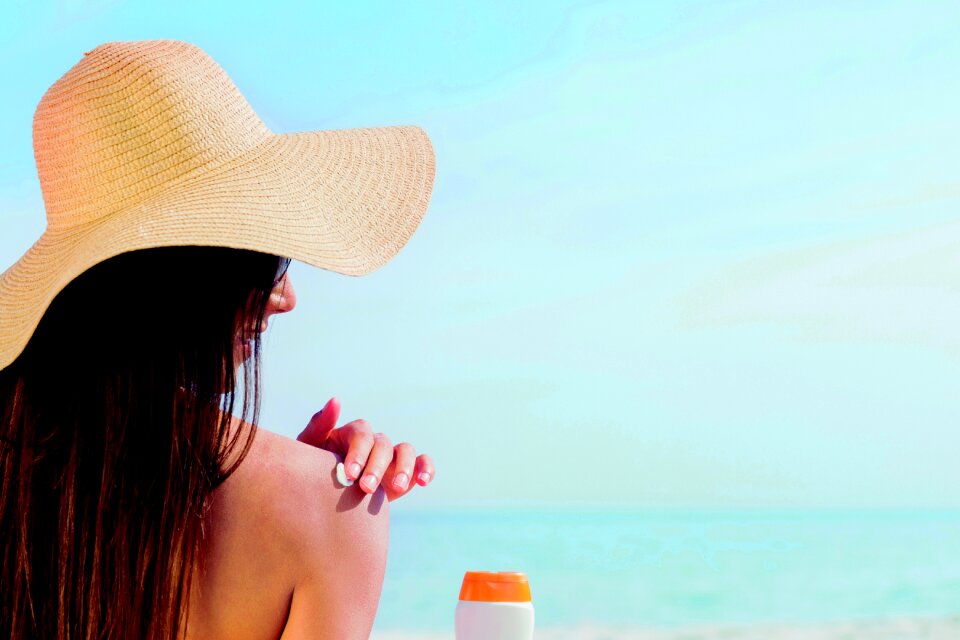 Woman sunscreen summer
