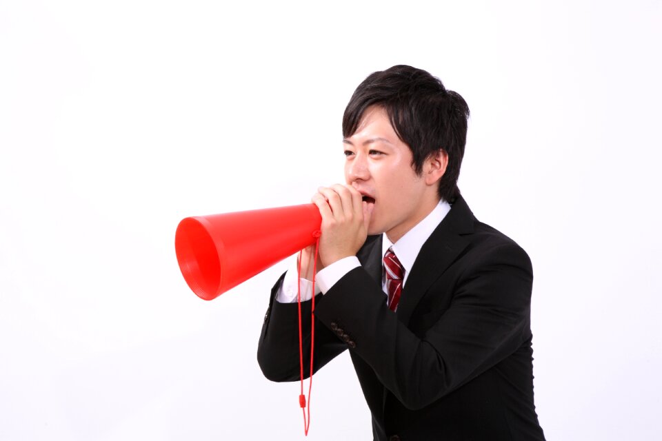 Business man megaphone