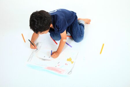 Child boy drawing