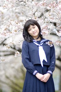Female student cherry blossoms