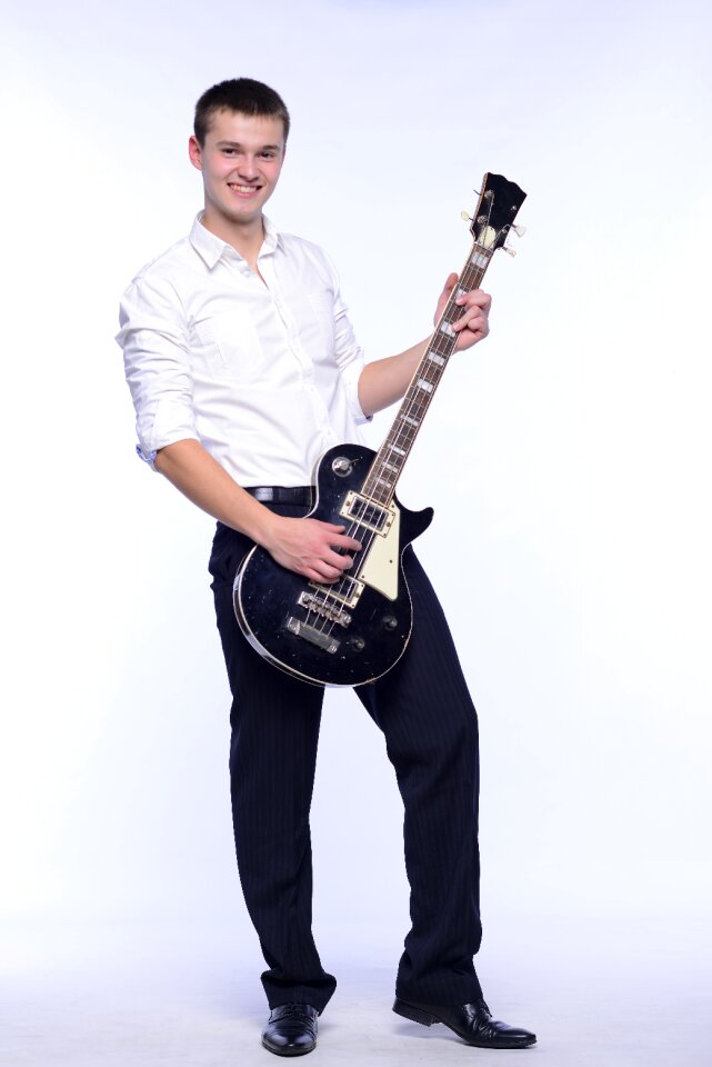 Man portrait bass guitar