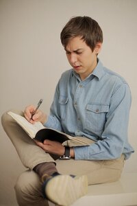 Man portrait notebook