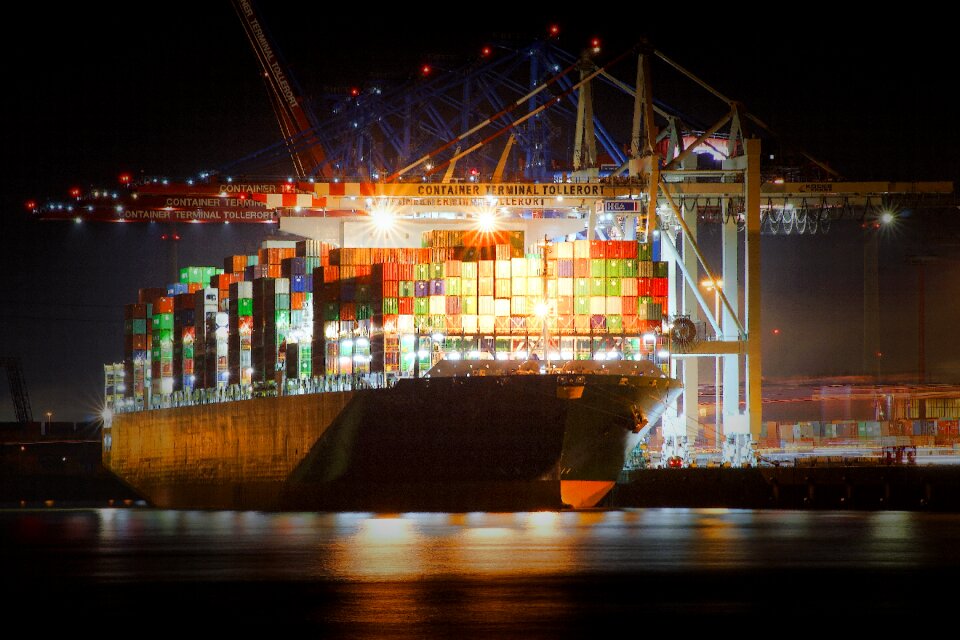 Port hamburg cargo ship