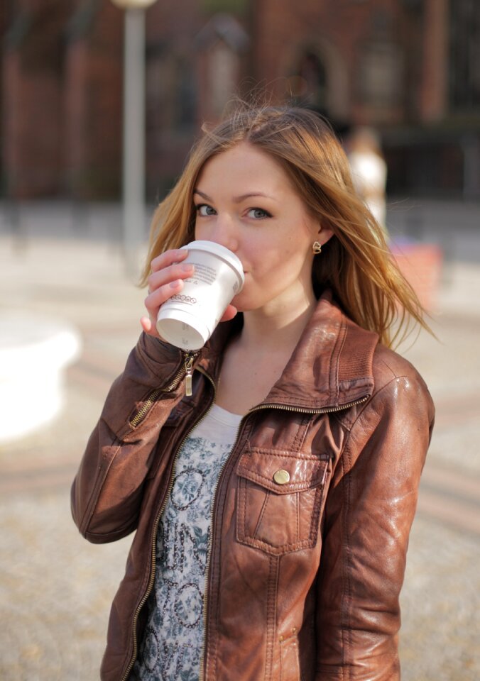 Woman girl drinking