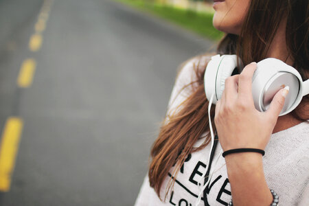 Woman girl headphone music photo