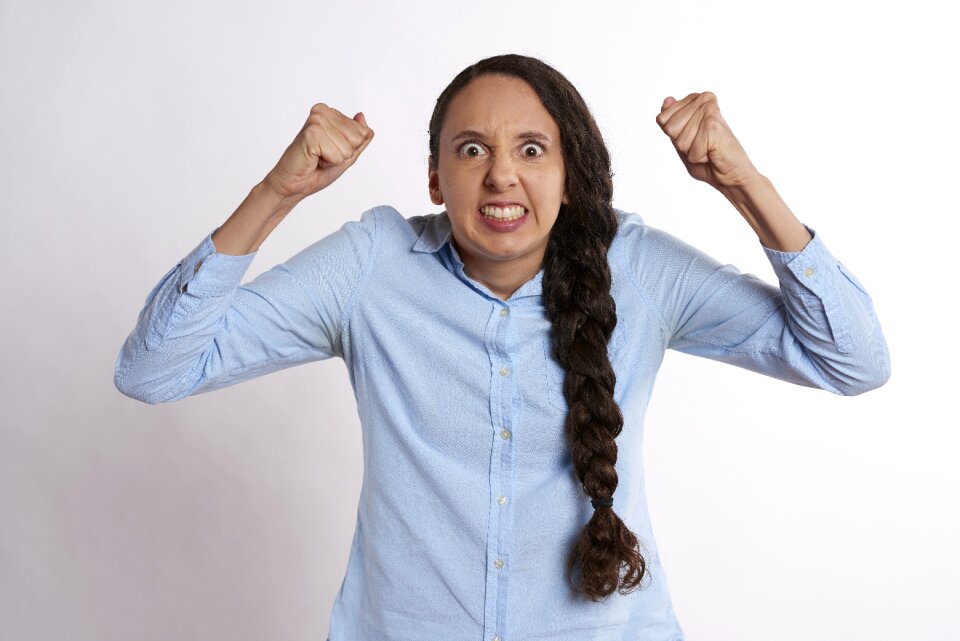 Woman girl portrait angry