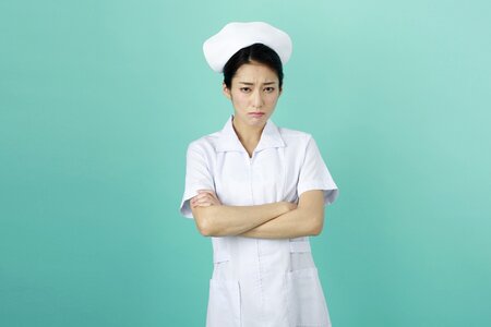 Woman nurse angry