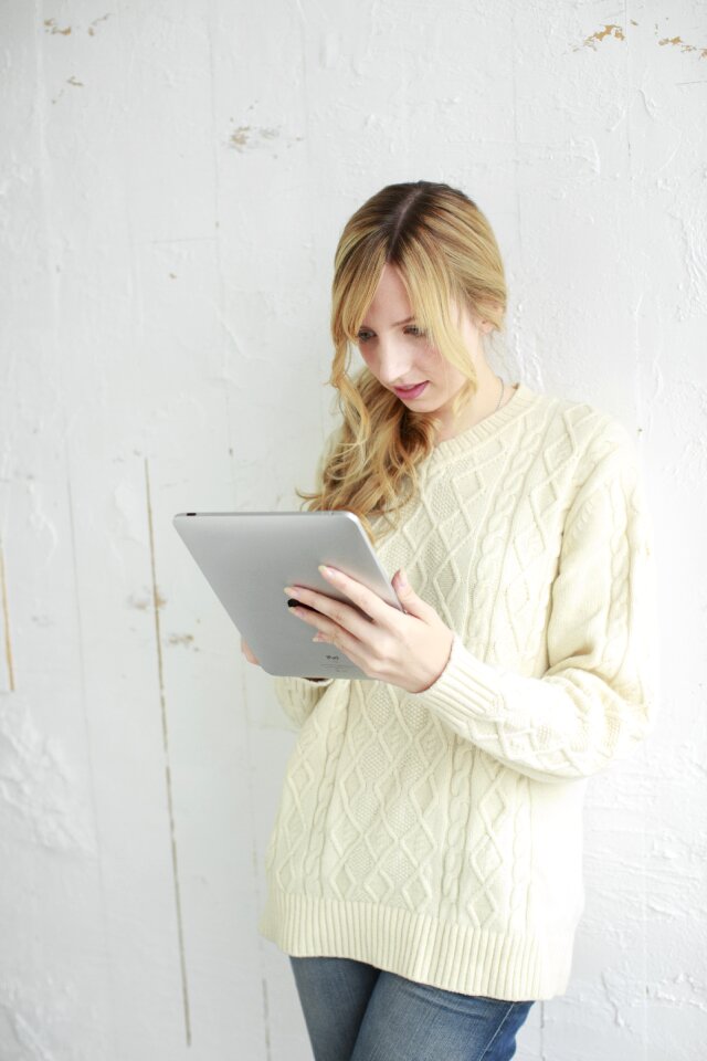 Woman girl tablet pc