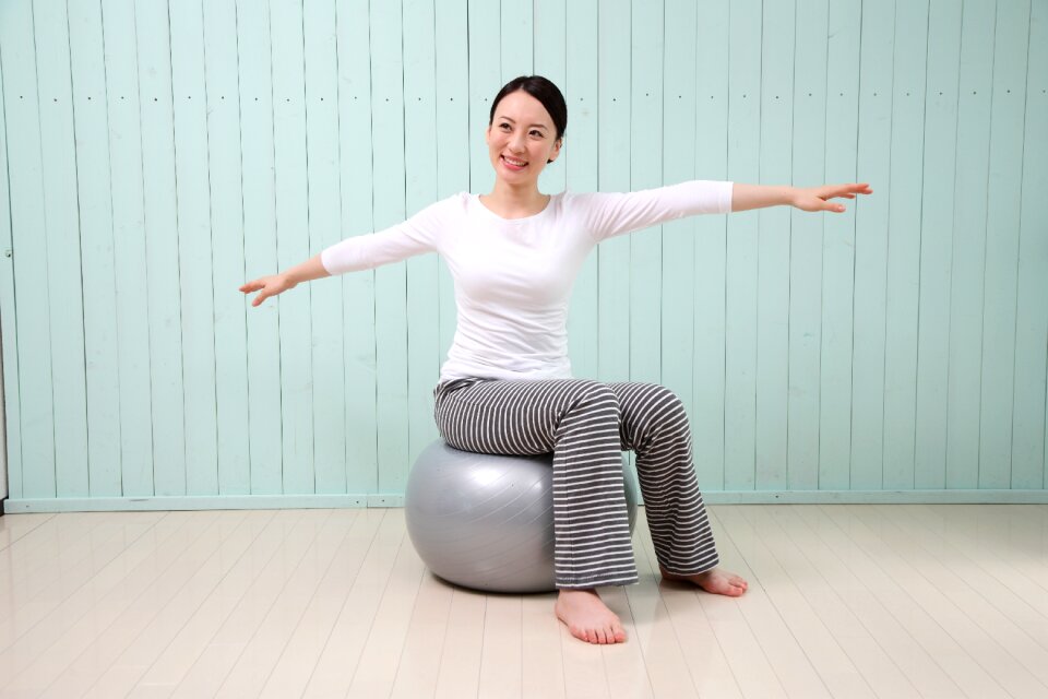 Woman girl excercise ball