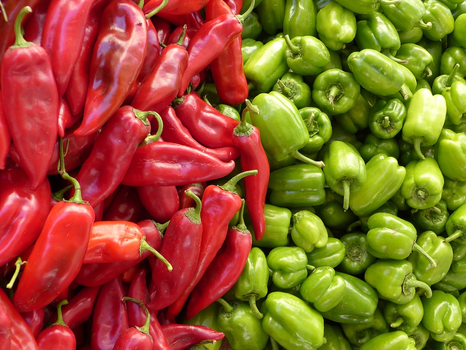 Vegetables red pepper green peppers