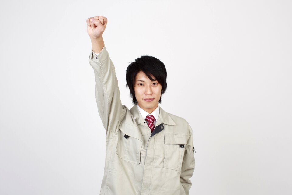 Worker man fist pump