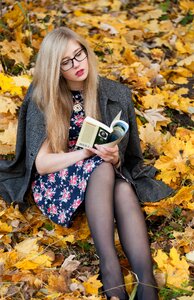 Woman girl reading book photo