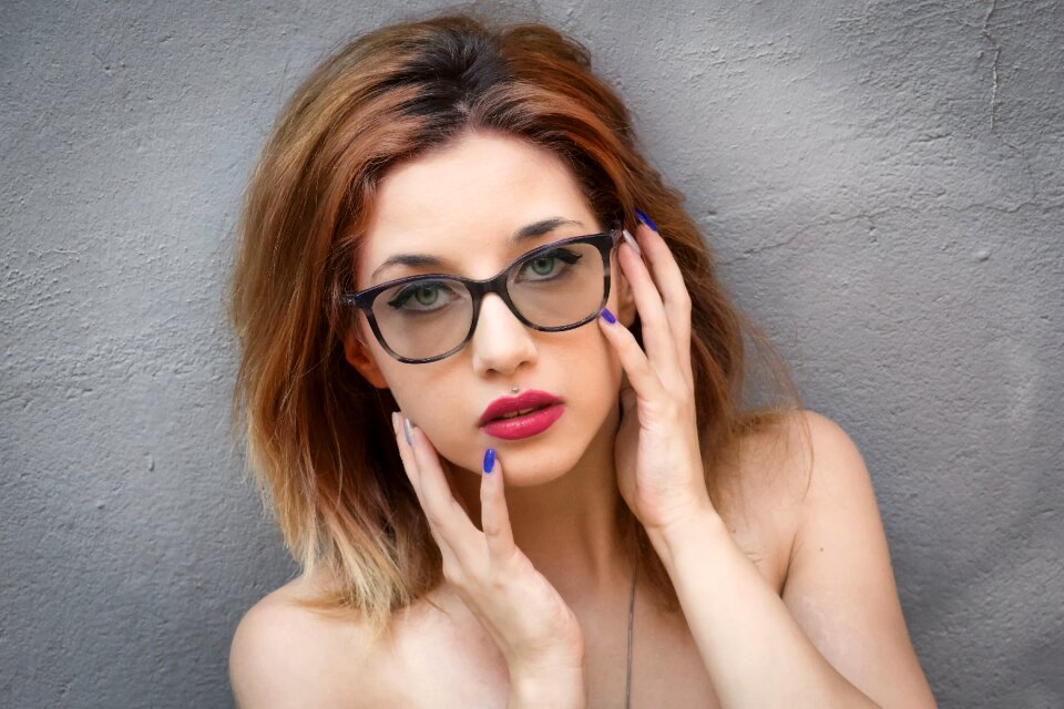 Woman girl portrait glasses photo