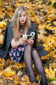 Woman girl reading book photo