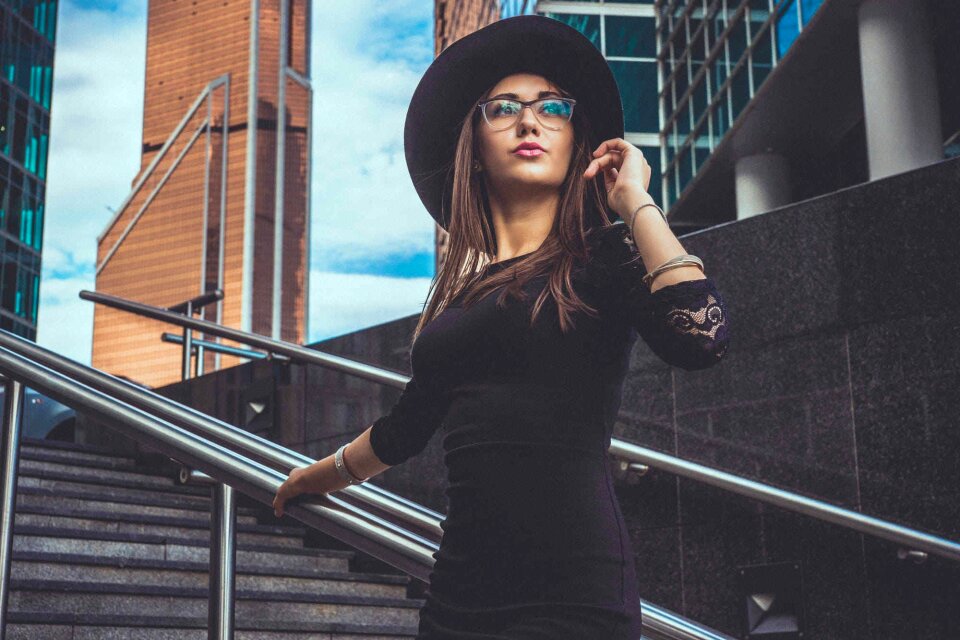 Woman girl portrait glasses