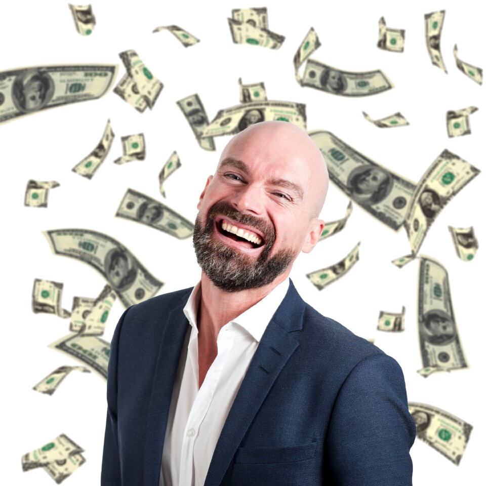 Businessman laugh money