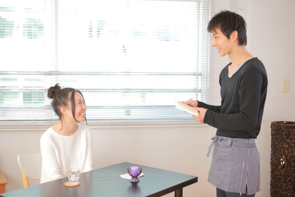 Cafe waiter customer