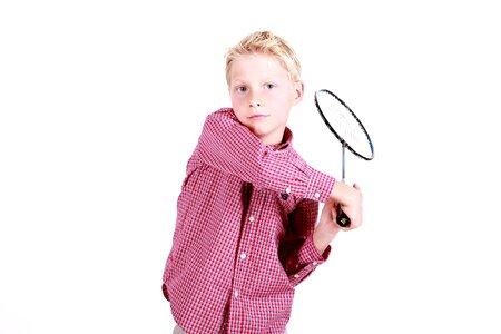 Child boy badminton