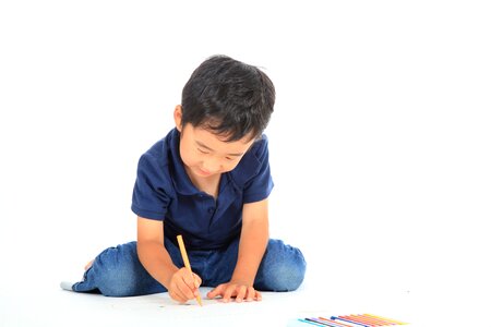 Child boy drawing