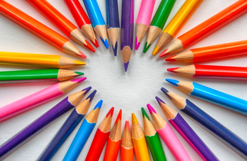 Colored pencils heart