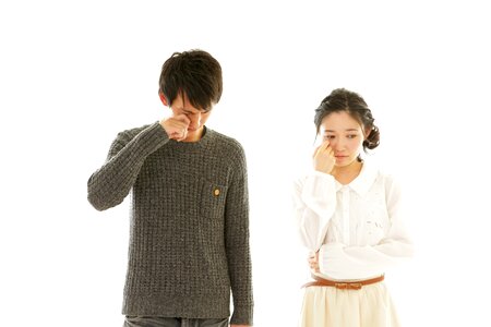 Couple cry
