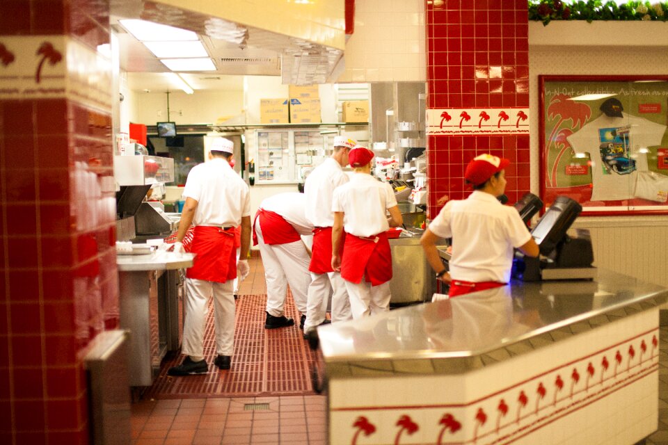 Fast food restaurant kitchen