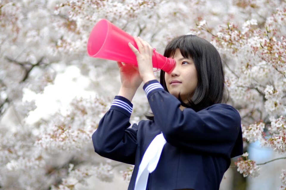 Female student megaphone
