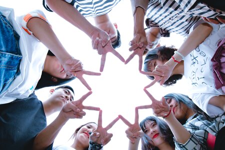 Group fingers octagonal star photo