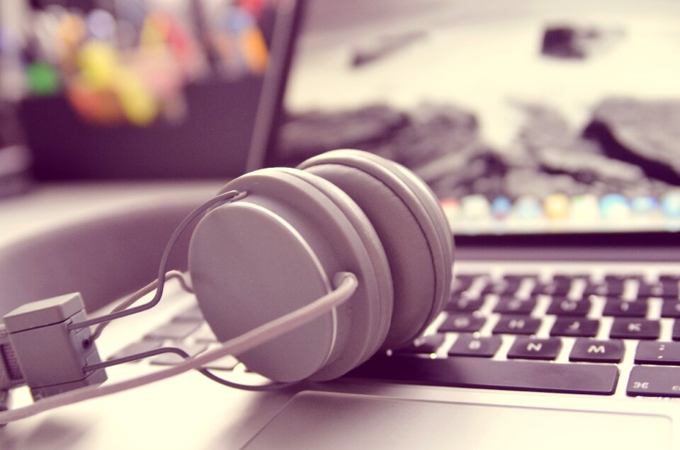 Headphones laptop computer
