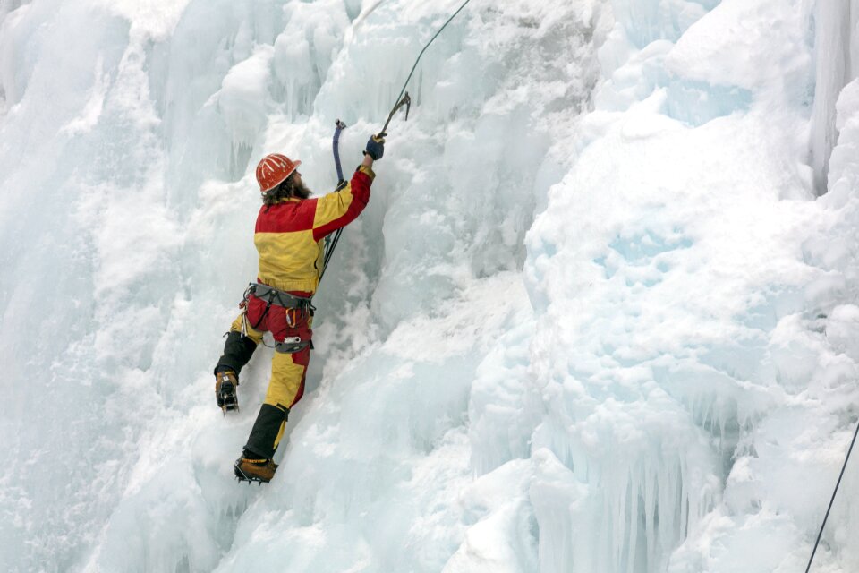 Ice climbing climber