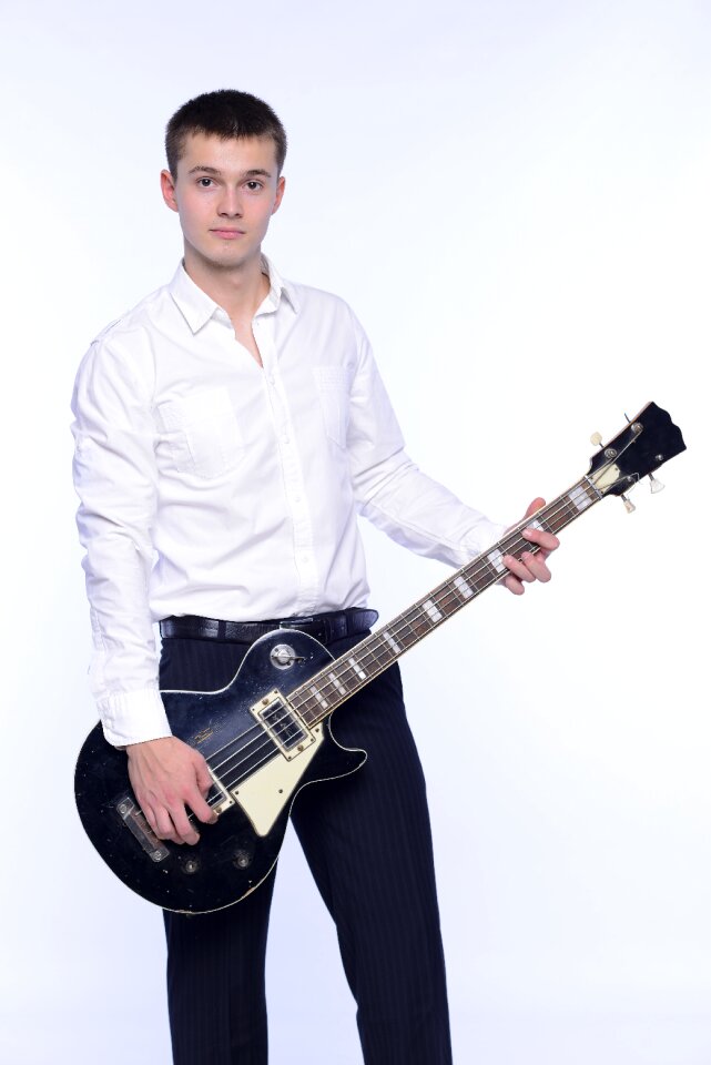 Man portrait bass guitar