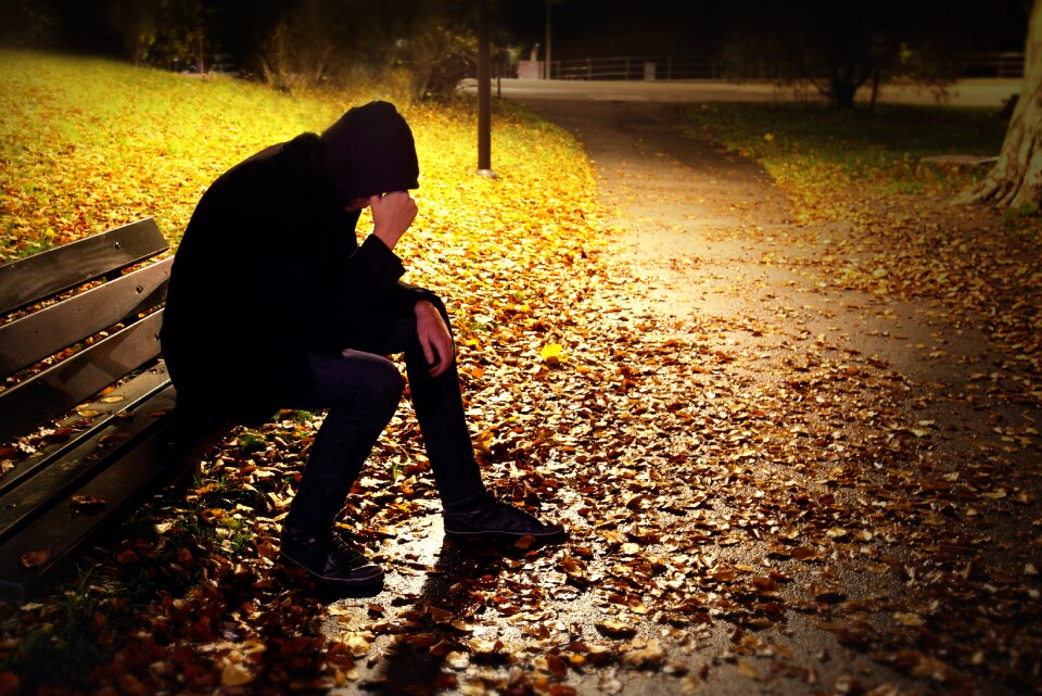 Man depressed bench