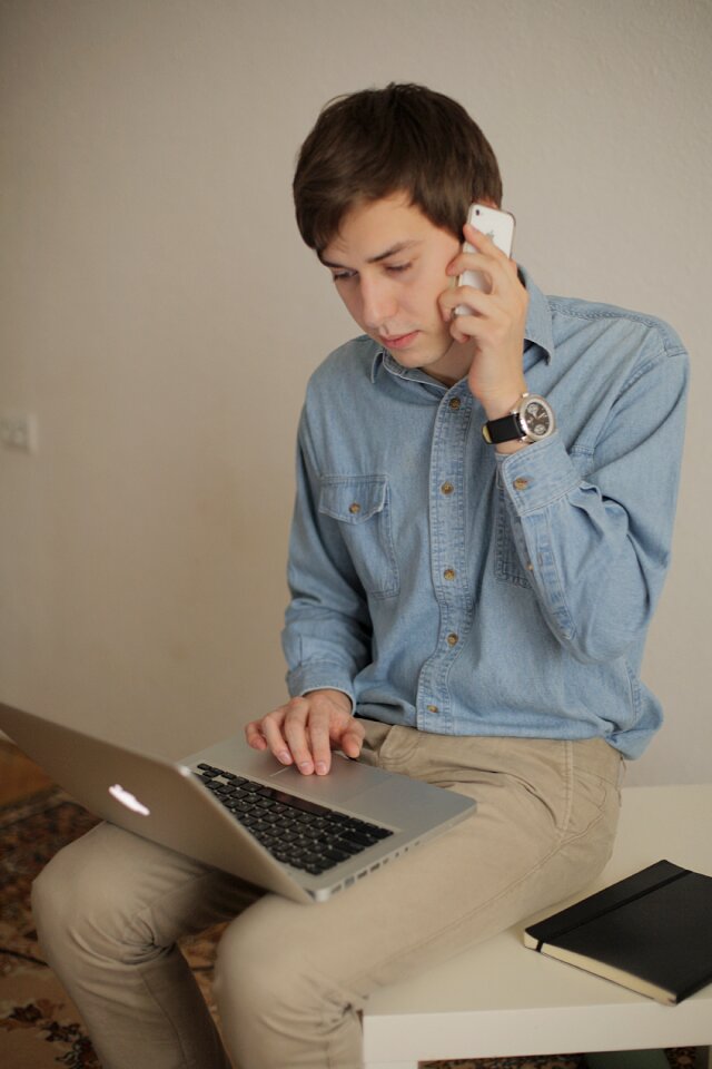 Man portrait laptop computer