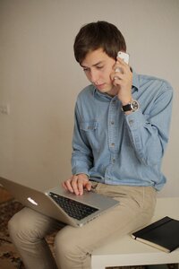 Man portrait laptop computer
