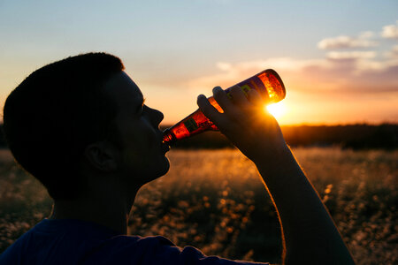 Man sunset beer photo