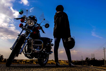 Motorcycle woman photo
